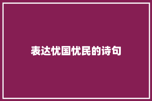 表达忧国忧民的诗句