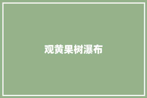 观黄果树瀑布