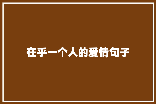 在乎一个人的爱情句子