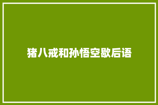 猪八戒和孙悟空歇后语