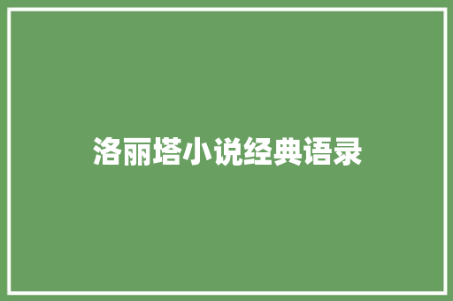 洛丽塔小说经典语录