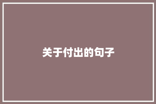 关于付出的句子