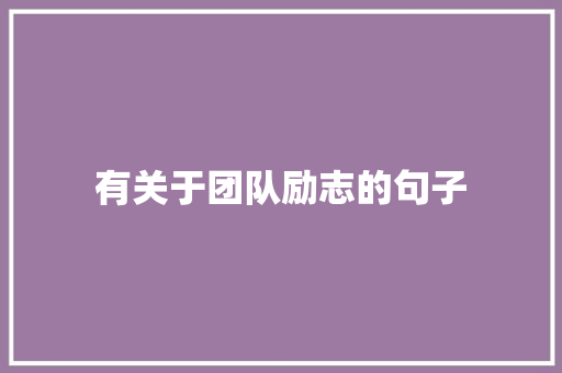 有关于团队励志的句子