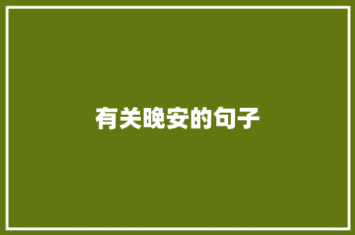 有关晚安的句子