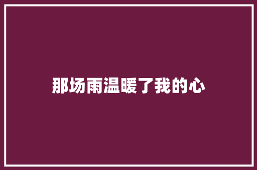 那场雨温暖了我的心