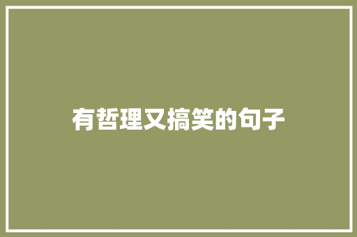 有哲理又搞笑的句子