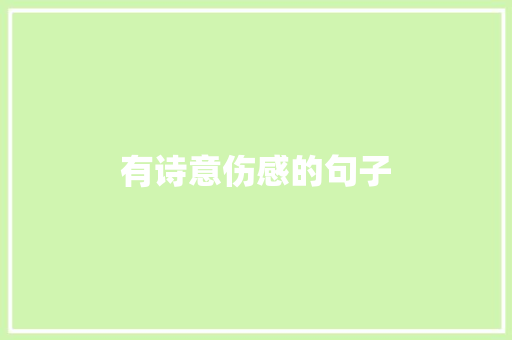 有诗意伤感的句子