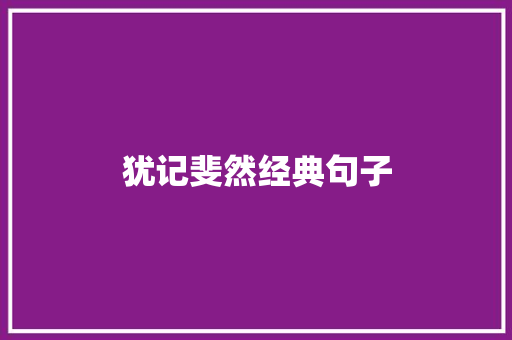 犹记斐然经典句子 知识百科