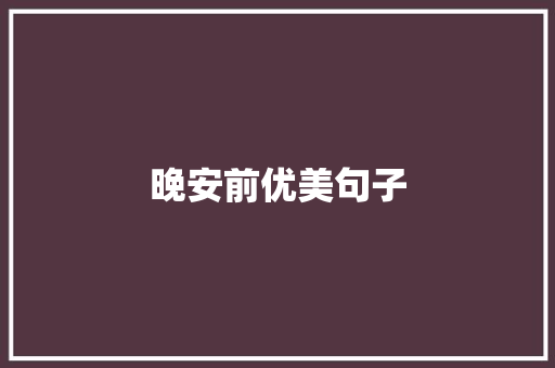 晚安前优美句子
