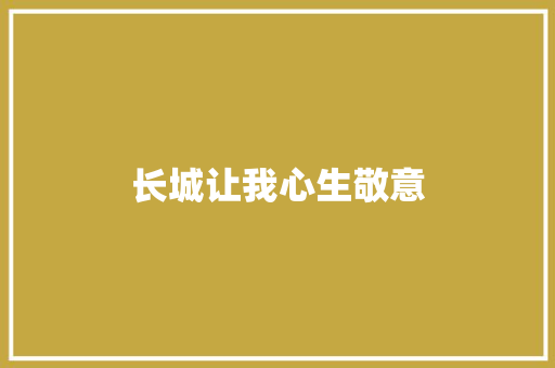 长城让我心生敬意