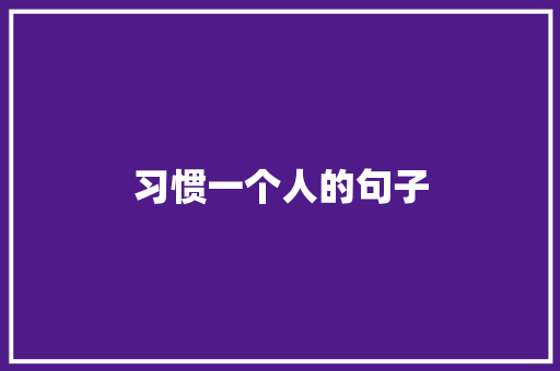 习惯一个人的句子
