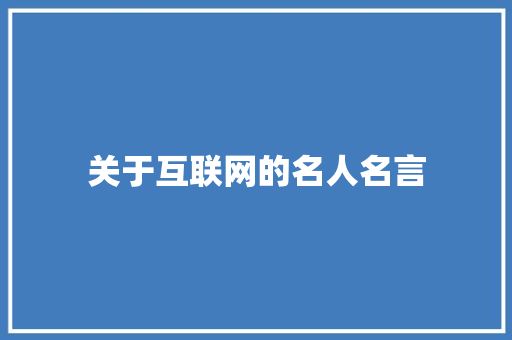 关于互联网的名人名言