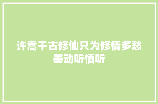 许嵩千古修仙只为修情多愁善动听慎听 休闲娱乐