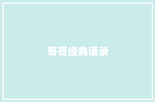 哥哥经典语录