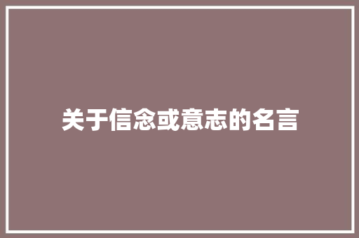 关于信念或意志的名言