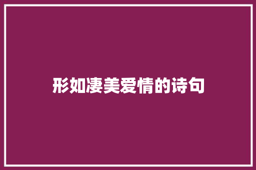 形如凄美爱情的诗句