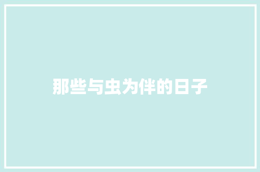 那些与虫为伴的日子