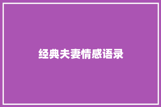 经典夫妻情感语录