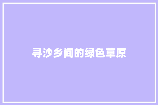 寻沙乡间的绿色草原