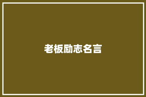 老板励志名言