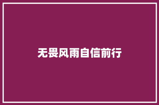 无畏风雨自信前行
