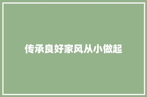 传承良好家风从小做起