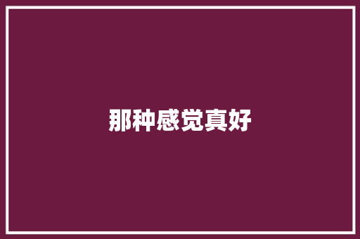 那种感觉真好