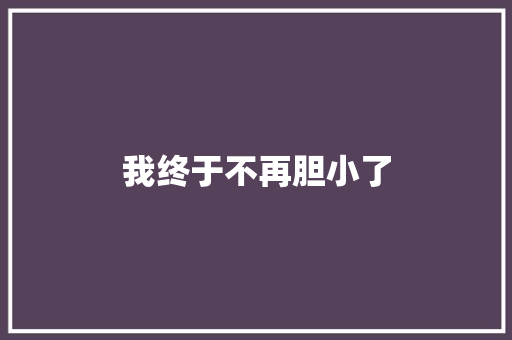我终于不再胆小了