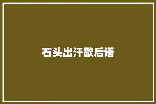 石头出汗歇后语