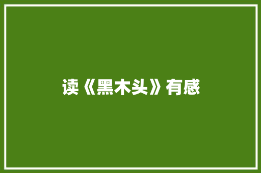 读《黑木头》有感