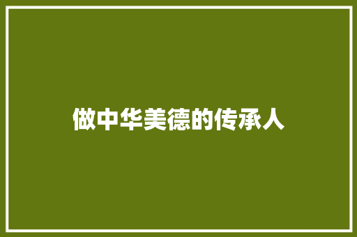 做中华美德的传承人