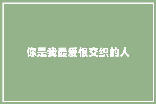 你是我最爱恨交织的人