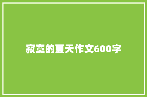 寂寞的夏天作文600字