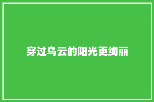 穿过乌云的阳光更绚丽