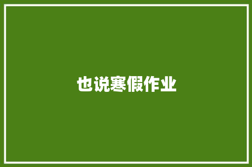 也说寒假作业