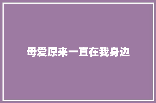 母爱原来一直在我身边