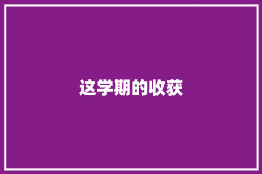 这学期的收获