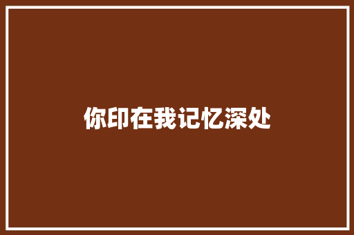 你印在我记忆深处