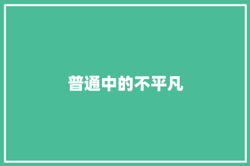 普通中的不平凡