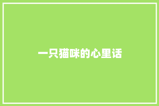 一只猫咪的心里话