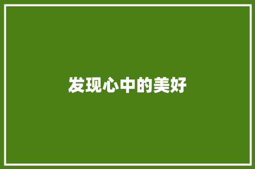 发现心中的美好