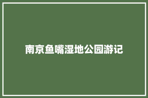 南京鱼嘴湿地公园游记