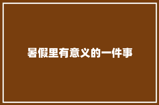 暑假里有意义的一件事