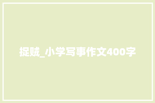 捉贼_小学写事作文400字