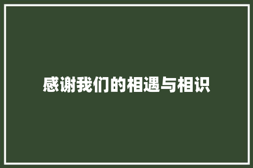 感谢我们的相遇与相识