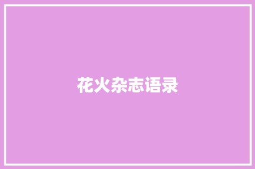 花火杂志语录