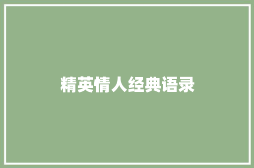 精英情人经典语录