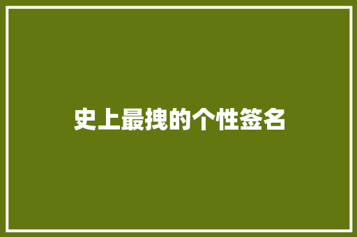 史上最拽的个性签名