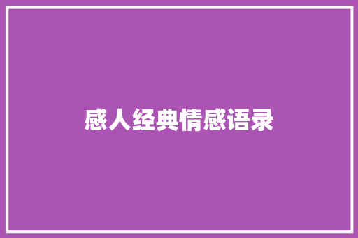 感人经典情感语录