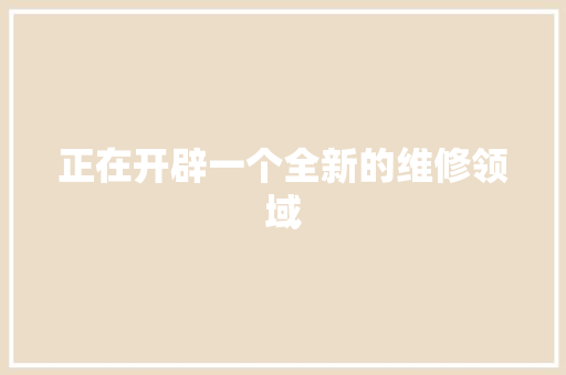 正在开辟一个全新的维修领域 汽车知识